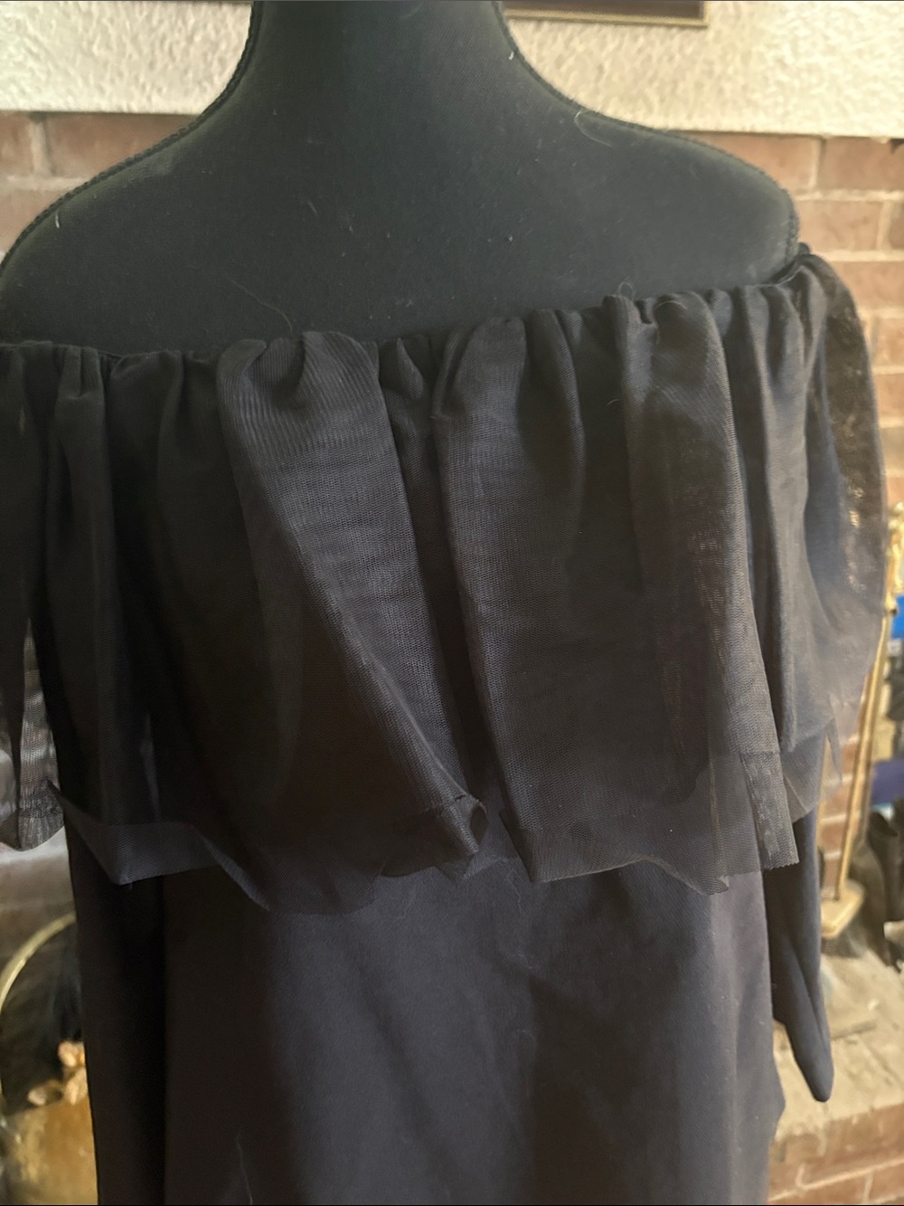 Zara Black Off-Shoulder Ruffle Tunic - Picture 4 of 5